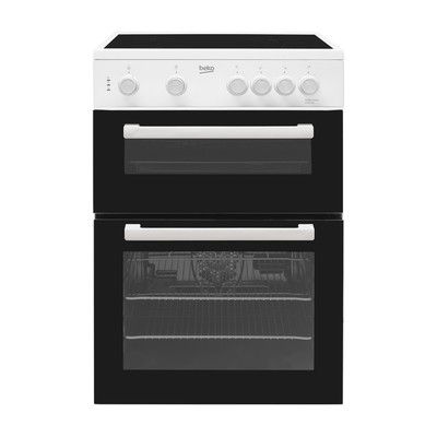 Beko KTC611W 60cm Double Cavity Electric Cooker with Ceramic Hob