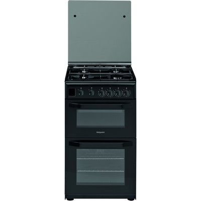 Hotpoint HD5G00CCBK 50cm Double Cavity Gas Cooker with Lid