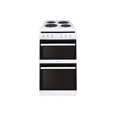 Amica AFS5500WH 50cm Double Oven Electric Cooker with Solid Plate Hob