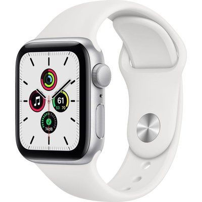 Apple Watch SE - 40mm Silver Aluminium Case with White Sports Band