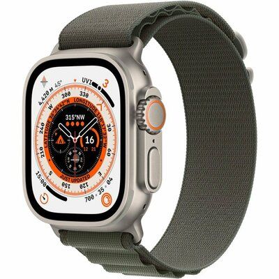 Apple Watch Ultra Cellular - 49mm Titanium Case with Green Alpine Band