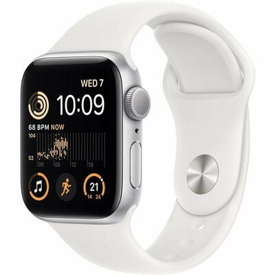 Apple Watch SE (2022) - 40mm Silver Case with White Sports Band