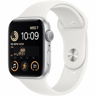 Apple Watch SE (2022) - 44mm Silver Case with White Sports Band
