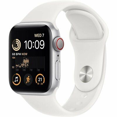 Apple Watch SE Cellular (2022) - 40mm Silver Case with White Sports Band