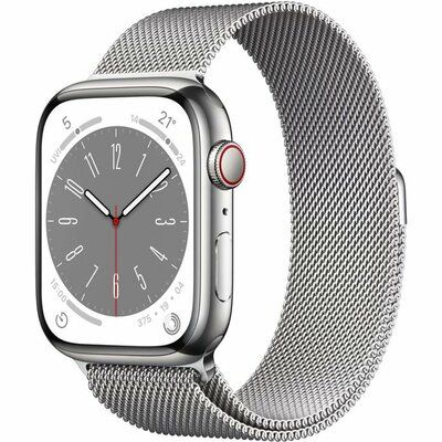 Apple Watch Series 8 Cellular - 45mm Silver Case with Silver Milanese Loop