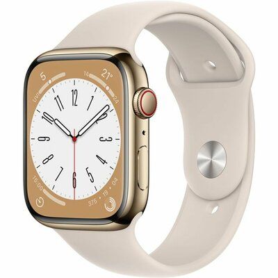 Apple Watch Series 8 Cellular - 45mm Gold Case with Starlight Sports Band