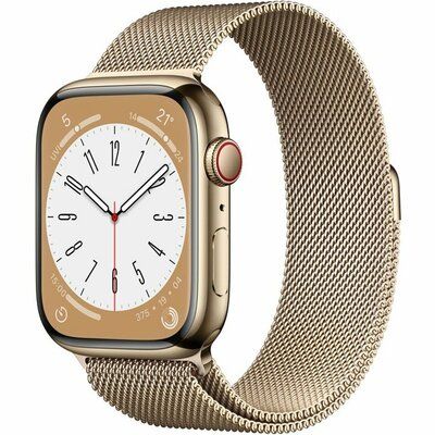 Apple Watch Series 8 Cellular - 45mm Gold Stainless Steel Case with Gold Milanese Loop