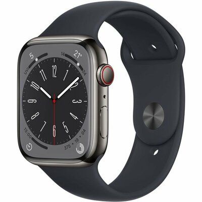 Apple Watch Series 8 Cellular - 45mm Graphite Stainless Steel Case with Midnight Sport Band