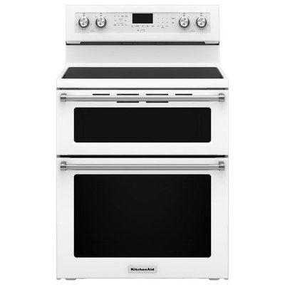 KitchenAid KFED500EWH 6.7 Cu. Ft. Self-Cleaning Freestanding Double Oven Electric Convection Range