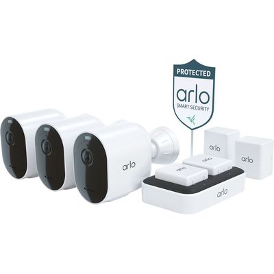 Arlo Pro 4 Spotlight Camera Security Bundle - 3 Wire-Free Cameras Indoor/Outdoor 2K with Color Night Vision (12 pieces)